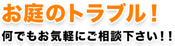 お庭のトラブル！何でもお気軽にご相談下さい！！